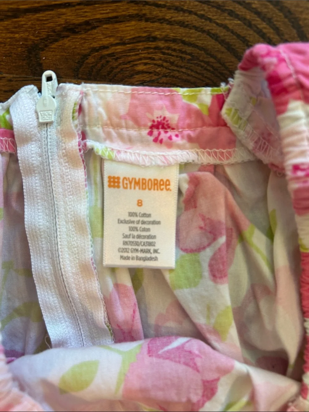 Gymboree Pink Floral Tie-Waist Top with Lime Leaf Accents